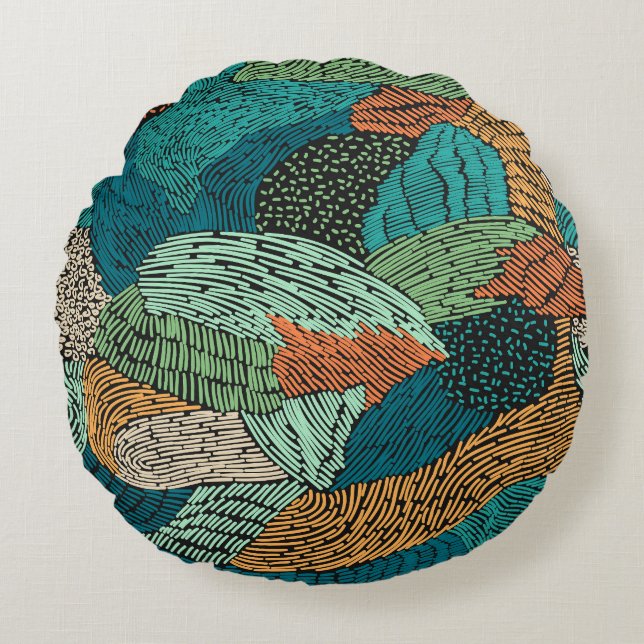 Abstract Grunge: Seamless Pattern Design. Round Cushion (Front)