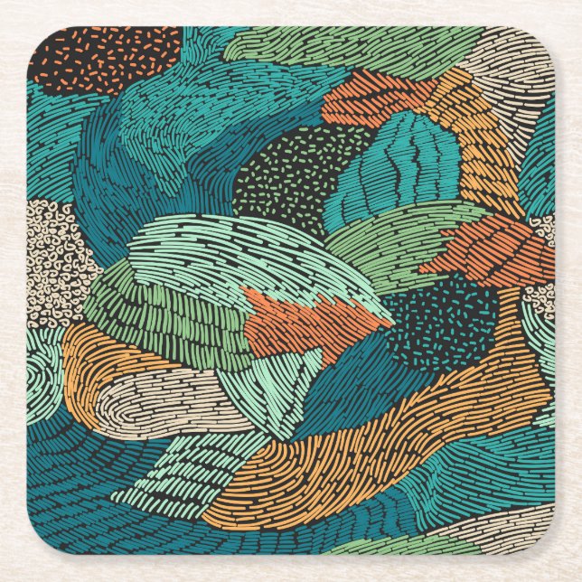 Abstract Grunge: Seamless Pattern Design. Square Paper Coaster (Front)