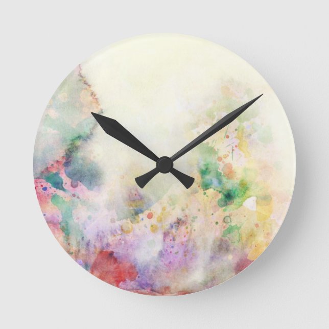 Abstract grunge texture with watercolor paint round clock (Front)