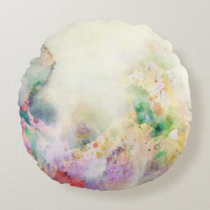 Abstract grunge texture with watercolor paint round cushion