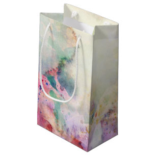 Abstract grunge texture with watercolor paint small gift bag