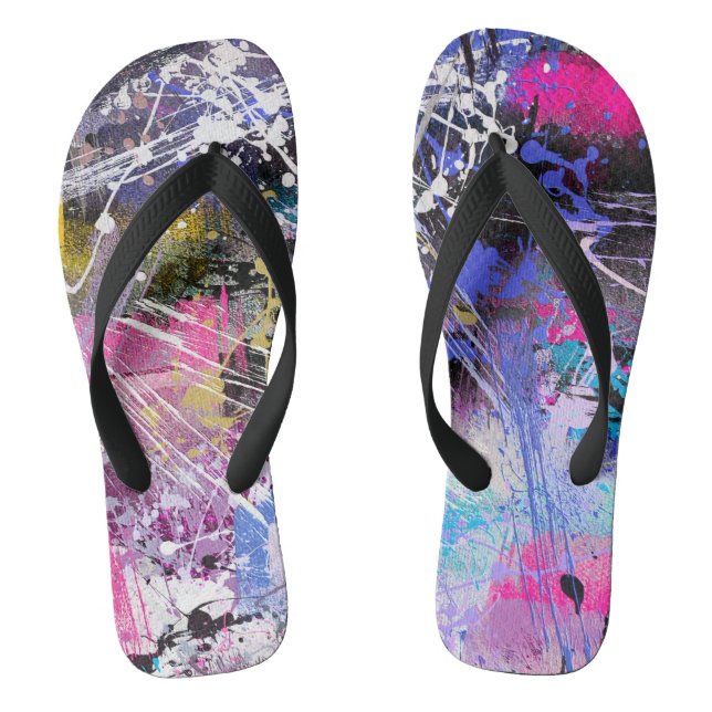 Abstract Grungy Colourful Paint Flip Flops (Footbed)