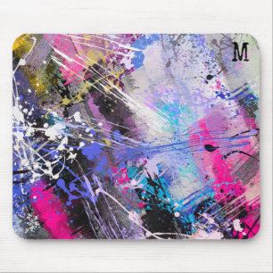 Abstract Grungy Colourful Paint Mouse Mat