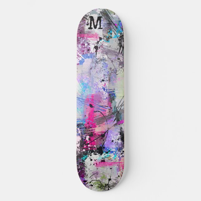 Abstract Grungy Colourful Paint Skateboard (Front)