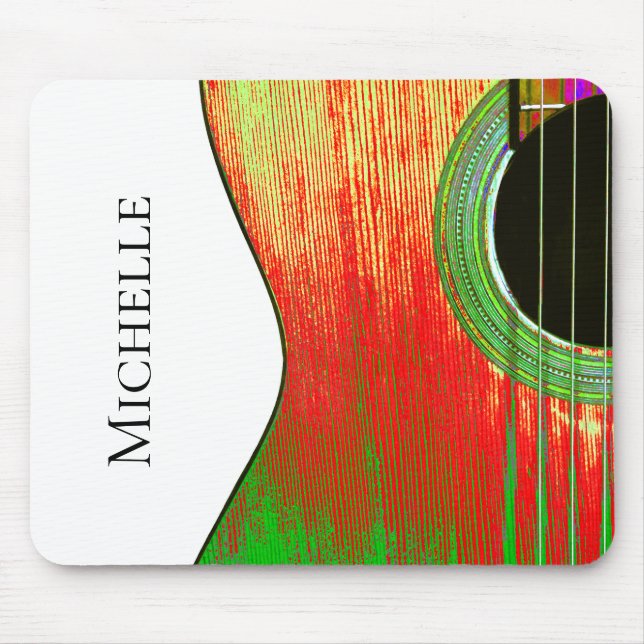 Abstract Guitar Red and Yellow Mouse Mat (Front)