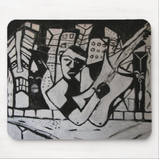 ABSTRACT GUITARIST BLACK WHITE MOUSE MAT