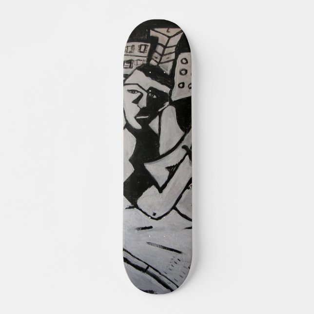 ABSTRACT GUITARIST BLACK WHITE SKATEBOARD (Front)