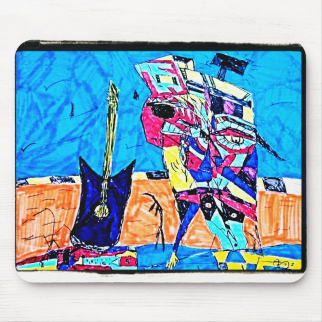 ABSTRACT GUITARIST DRAWING MOUSE MAT (Front)