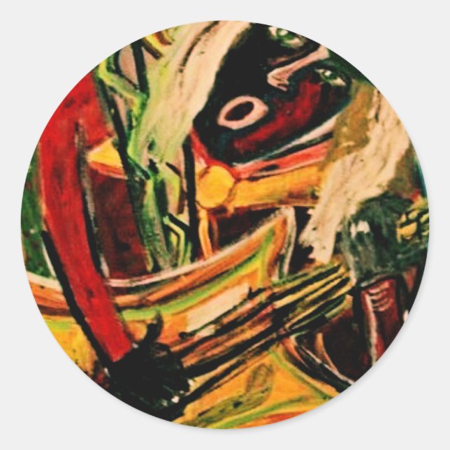 ABSTRACT GUITARIST II CLASSIC ROUND STICKER (Front)