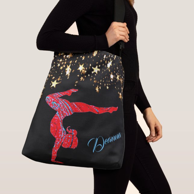 Abstract Gymnast Gold Stars Personalised Tote (Close Up)