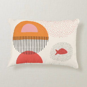 Abstract half circle Dots fish Pillow2 16" x 12"  Decorative Cushion