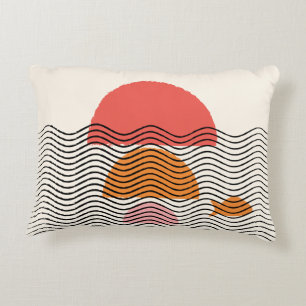 Abstract half circle waves fish Pillow2 16" x 12"  Decorative Cushion