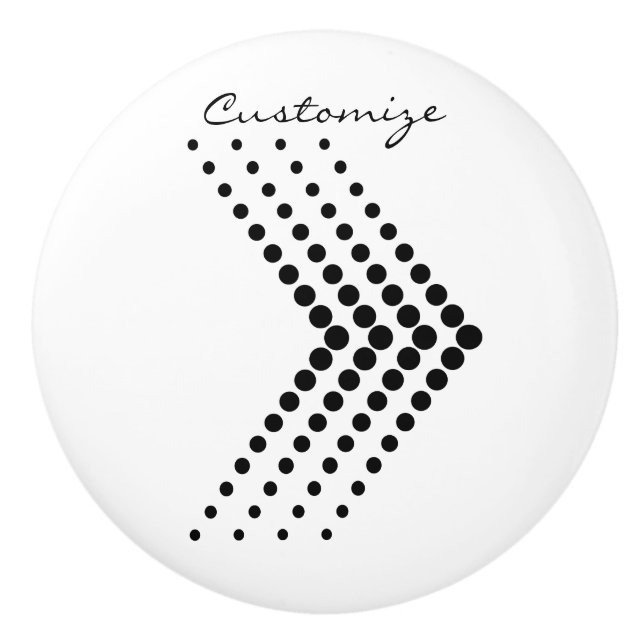Abstract Half-tone Circle Zigzag Chevron Ceramic Knob (Front)