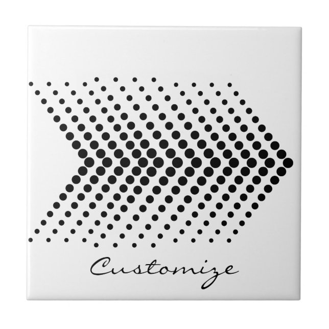 Abstract Half-tone Circle Zigzag Chevrons Tile (Front)