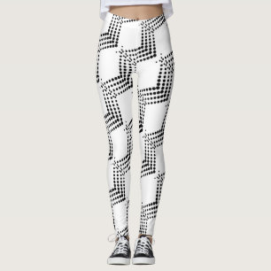 Abstract Half-tone Pulsating Circles Zigzags Leggings