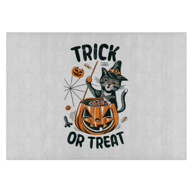 Abstract Halloween Cat Cutting Board (Front)