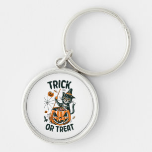 Abstract Halloween Cat Key Ring