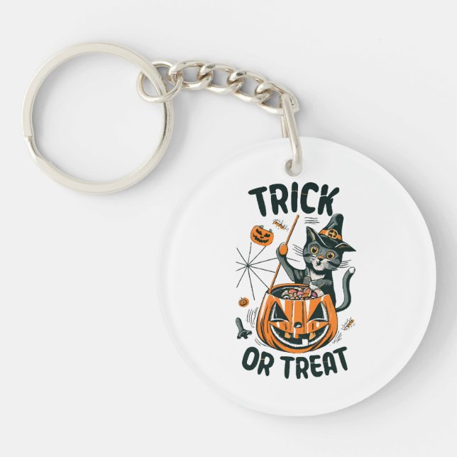 Abstract Halloween Cat Key Ring (Front)