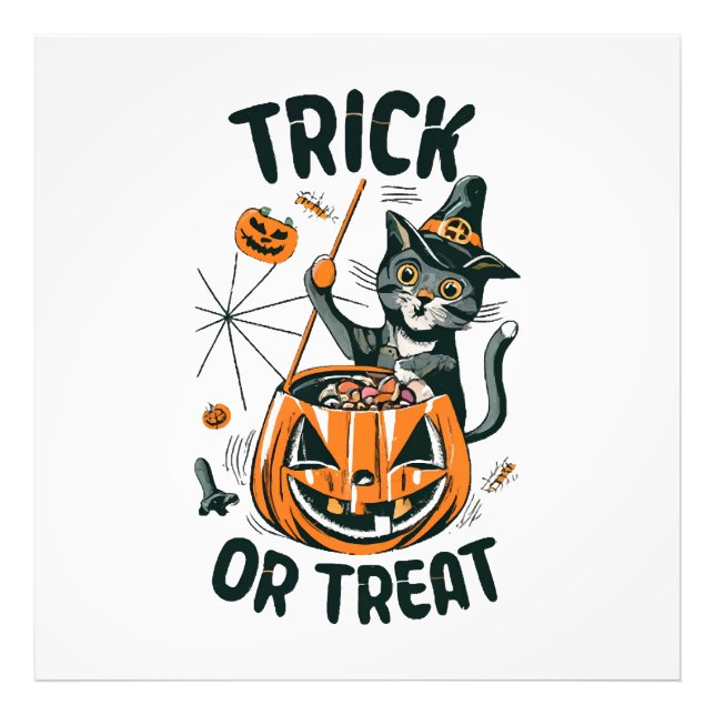 Abstract Halloween Cat Photo Print (Front)