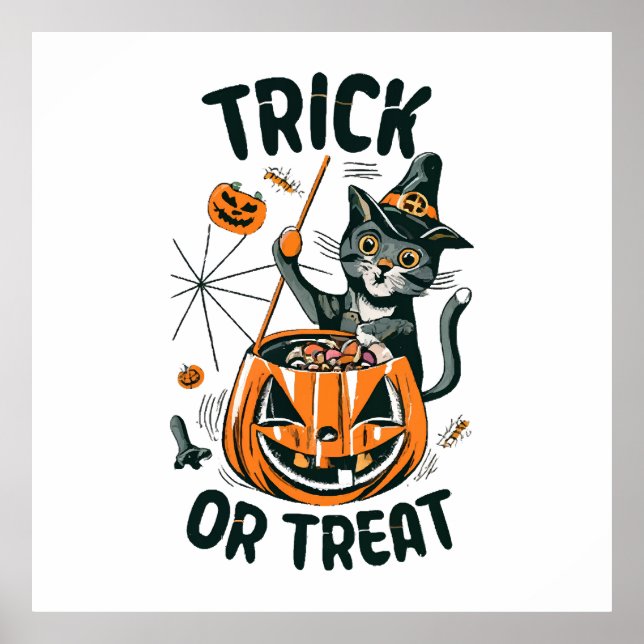 Abstract Halloween Cat Poster (Front)