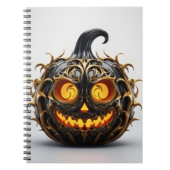 Abstract Halloween Elegant Black Pumpkin Notebook (Front)