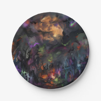 Abstract Halloween Paper Plate