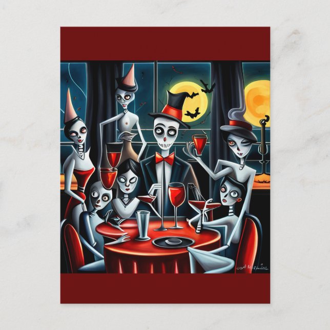 Abstract Halloween Party Postcard (Front)