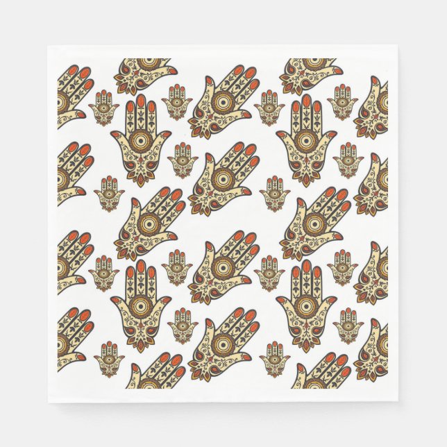 Abstract Hamsa Amulet (Hand of Fatima) Pattern Napkin (Front)