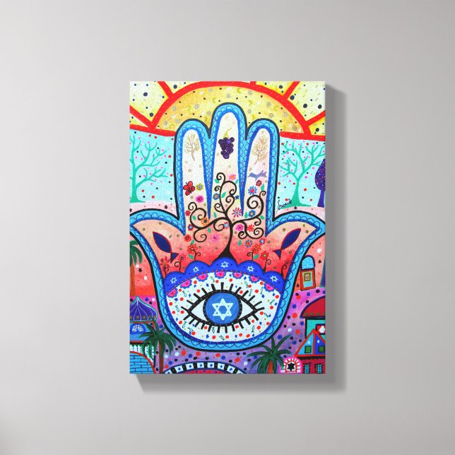 Abstract  Hamsa Tree of Life Eye Canvas Print (Front)