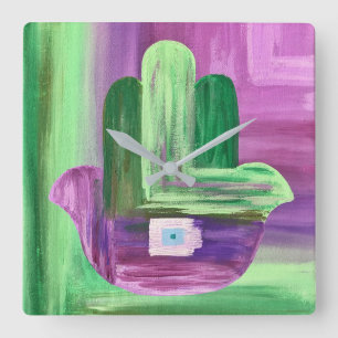Abstract Hamsa Wall Clock