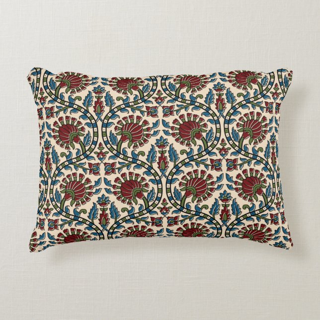 abstract hand block ajrakh print background design decorative cushion (Front)