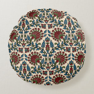 abstract hand block ajrakh print background design round cushion