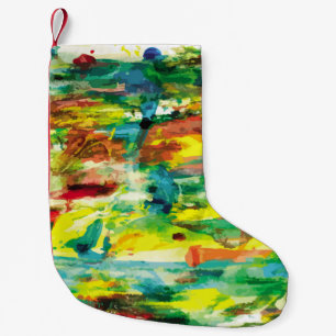 abstract hand draw oil painting composition. colo small christmas stocking