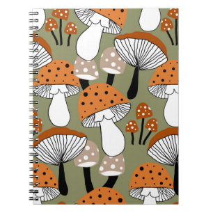 Abstract Hand Drawing Colourful Mushrooms Repeatin Notebook
