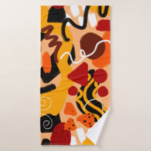 Abstract Hand Drawing Geometric Shapes Brush Strok Bath Towel