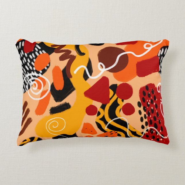 Abstract Hand Drawing Geometric Shapes Brush Strok Decorative Cushion (Front)