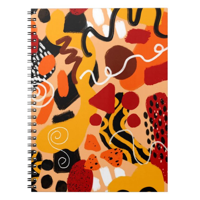 Abstract Hand Drawing Geometric Shapes Brush Strok Notebook (Front)