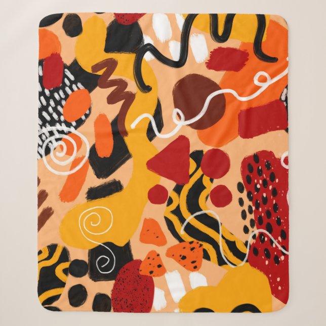 Abstract Hand Drawing Geometric Shapes Brush Strok Sherpa Blanket (Front)