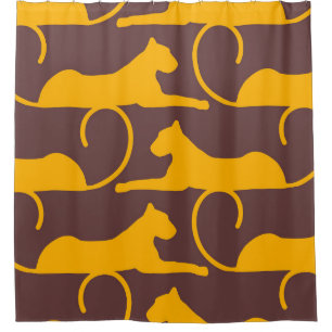 Abstract Hand Drawing Leopard Cheetah Panther Cat  Shower Curtain