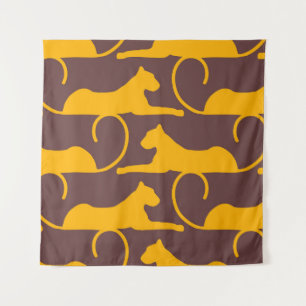 Abstract Hand Drawing Leopard Cheetah Panther Cat  Tapestry