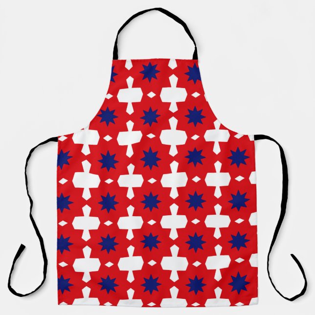 Abstract Hand Drawing Retro 70s Geometric Tile Cer Apron (Front)