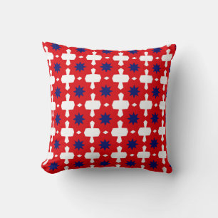 Abstract Hand Drawing Retro 70s Geometric Tile Cer Cushion