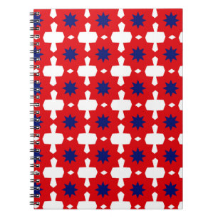 Abstract Hand Drawing Retro 70s Geometric Tile Cer Notebook