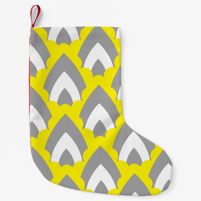 Abstract Hand Drawing Retro Geometric Shapes Trian Small Christmas Stocking (Front)