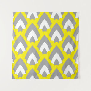 Abstract Hand Drawing Retro Geometric Shapes Trian Tapestry