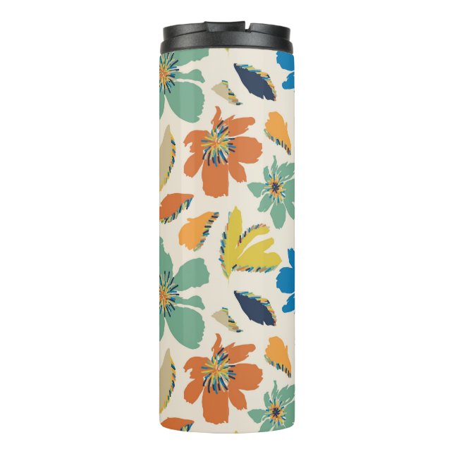 Abstract Hand-Drawn Boho Floral Pattern Thermal Tumbler (Back)