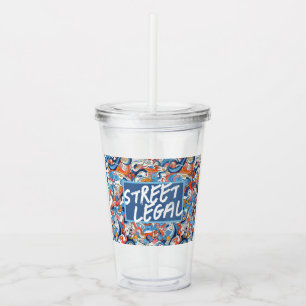 Abstract hand drawn doodles acrylic tumbler