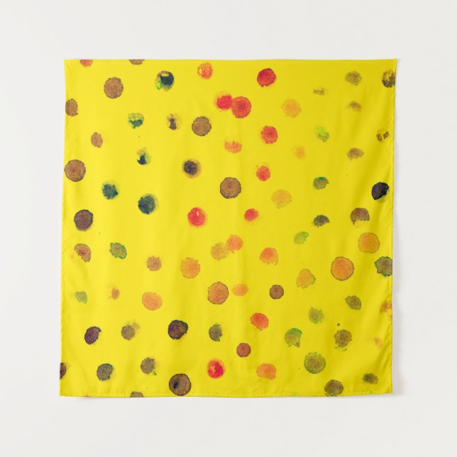 Abstract hand drawn image with multicolor dots on  tapestry (Front)