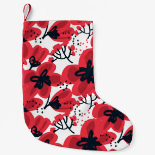 Abstract hand drawn red flowers seamless pattern small christmas stocking