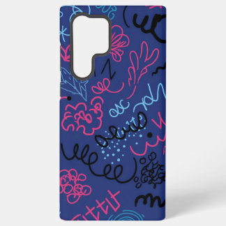 Abstract Hand-Drawn Scribble Pattern on Blue Samsung Galaxy Case
